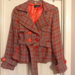Tinley Orange & Gray belted Dress Jacket S